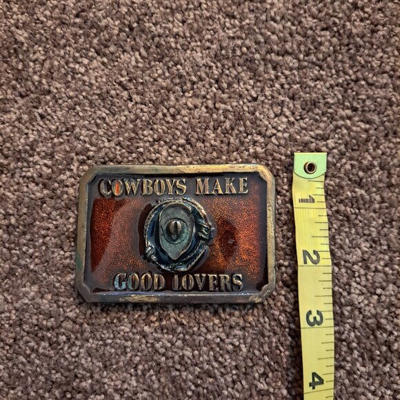 Vintage Cowboys Make Good Lovers Pewter Belt Buckle, Rodeo, Western - Picture 5 of 5